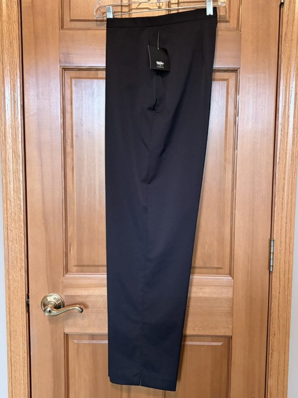 Mossimo Black Stretch Trouser Pants Front Zip Split Hem Classic Size 14 NWT